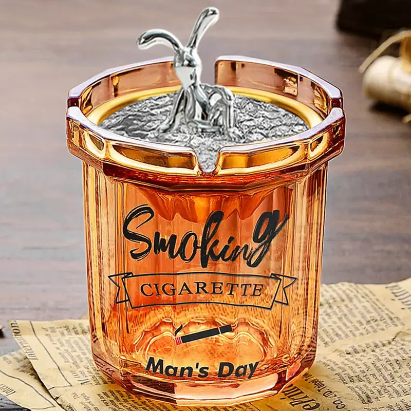 Glass Ashtray with Lid and Funnel, Anti-Fly Ash Ashtray for Office and Home Use, Personalized Windproof Ashtray for Living Room, Custom-Made — feature 13
