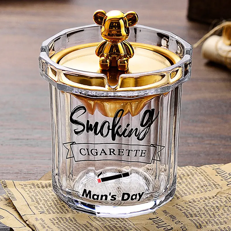 Glass Ashtray with Lid and Funnel, Anti-Fly Ash Ashtray for Office and Home Use, Personalized Windproof Ashtray for Living Room, Custom-Made — feature 4