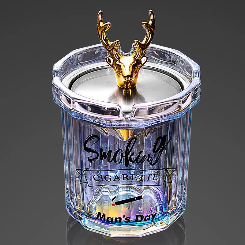 Glass Ashtray with Lid and Funnel, Anti-Fly Ash Ashtray for Office and Home Use, Personalized Windproof Ashtray for Living Room, Custom-Made — feature 8