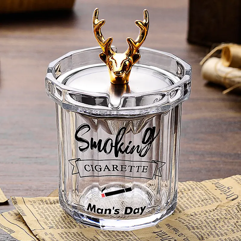 Glass Ashtray with Lid and Funnel, Anti-Fly Ash Ashtray for Office and Home Use, Personalized Windproof Ashtray for Living Room, Custom-Made - Image 10