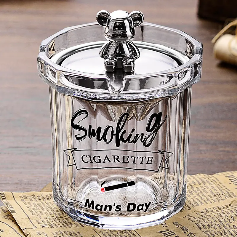 Glass Ashtray with Lid and Funnel, Anti-Fly Ash Ashtray for Office and Home Use, Personalized Windproof Ashtray for Living Room, Custom-Made - Image 11