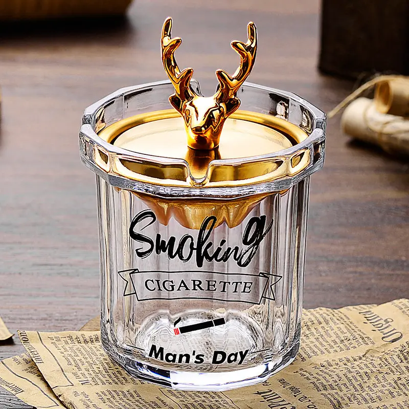 Glass Ashtray with Lid and Funnel, Anti-Fly Ash Ashtray for Office and Home Use, Personalized Windproof Ashtray for Living Room, Custom-Made - Image 13
