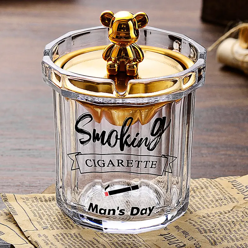 Glass Ashtray with Lid and Funnel, Anti-Fly Ash Ashtray for Office and Home Use, Personalized Windproof Ashtray for Living Room, Custom-Made - Image 14