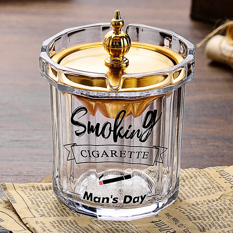 Glass Ashtray with Lid and Funnel, Anti-Fly Ash Ashtray for Office and Home Use, Personalized Windproof Ashtray for Living Room, Custom-Made - Image 23