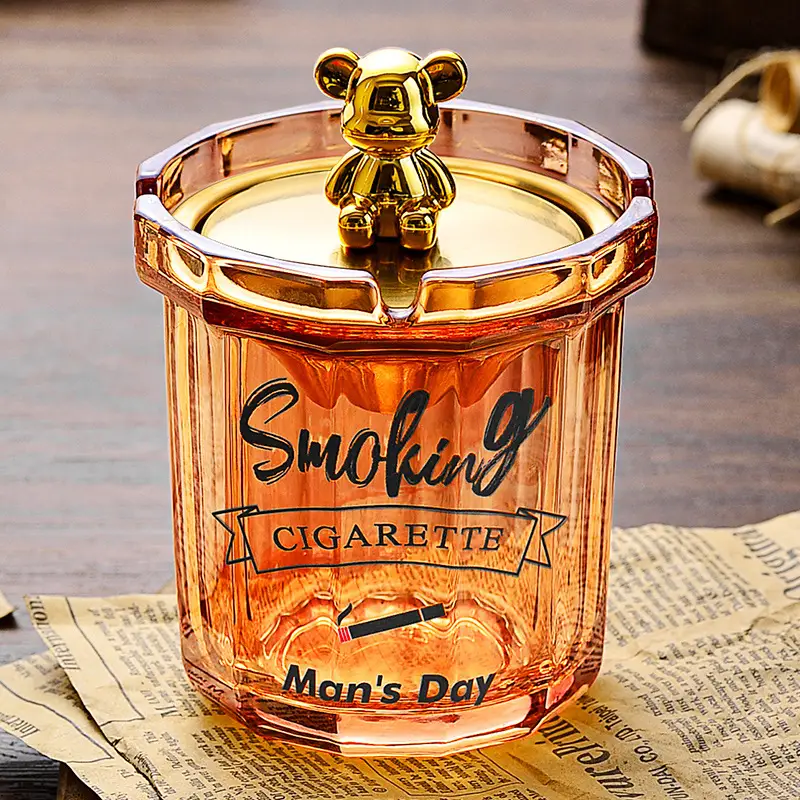 Glass Ashtray with Lid and Funnel, Anti-Fly Ash Ashtray for Office and Home Use, Personalized Windproof Ashtray for Living Room, Custom-Made - Image 3