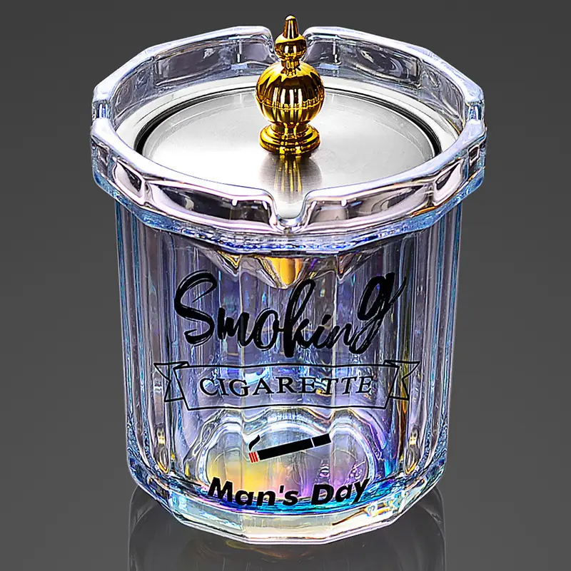 Glass Ashtray with Lid and Funnel, Anti-Fly Ash Ashtray for Office and Home Use, Personalized Windproof Ashtray for Living Room, Custom-Made - Image 5