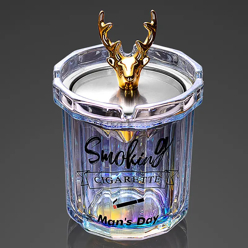 Glass Ashtray with Lid and Funnel, Anti-Fly Ash Ashtray for Office and Home Use, Personalized Windproof Ashtray for Living Room, Custom-Made - Image 6