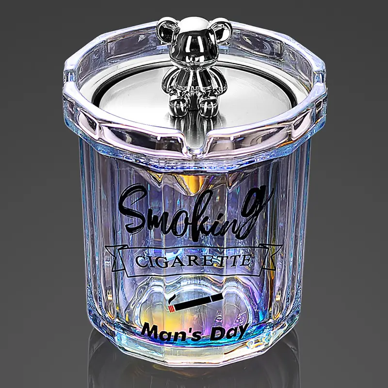 Glass Ashtray with Lid and Funnel, Anti-Fly Ash Ashtray for Office and Home Use, Personalized Windproof Ashtray for Living Room, Custom-Made - Image 7
