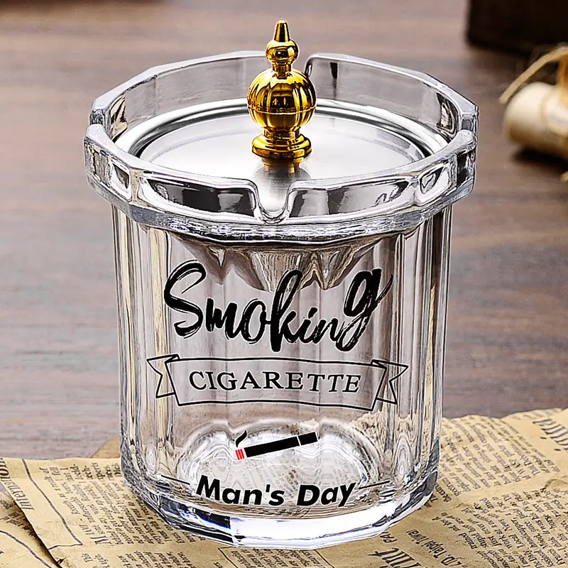 Glass Ashtray with Lid and Funnel, Anti-Fly Ash Ashtray for Office and Home Use, Personalized Windproof Ashtray for Living Room, Custom-Made - Image 9