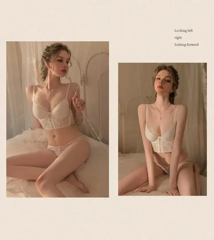French Style Lace Cup Bra Set Black — feature 8
