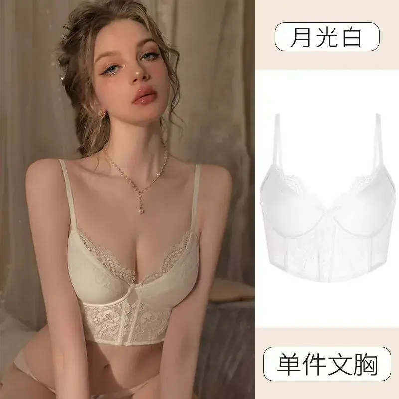 French Style Lace Cup Bra Set Black - Image 2