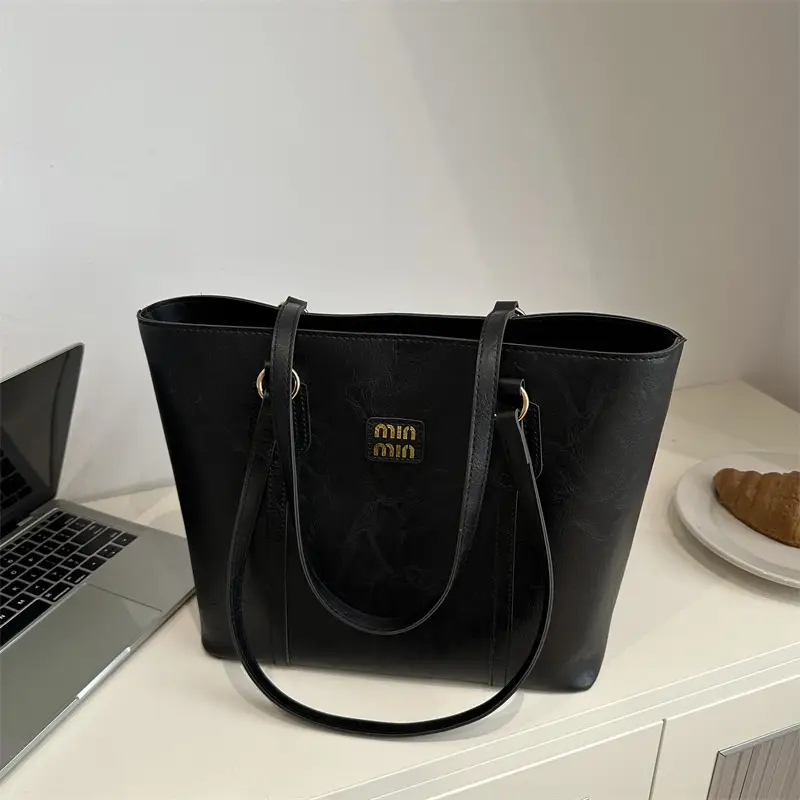 Black High-End Women's Large Capacity Shoulder Tote Bag - Image 6