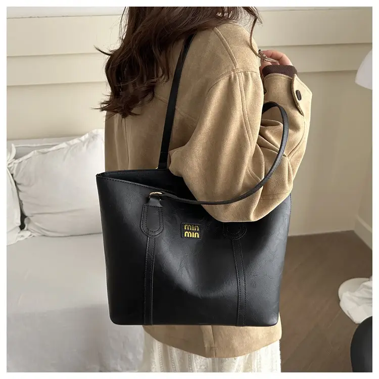 Black High-End Women's Large Capacity Shoulder Tote Bag — feature 11