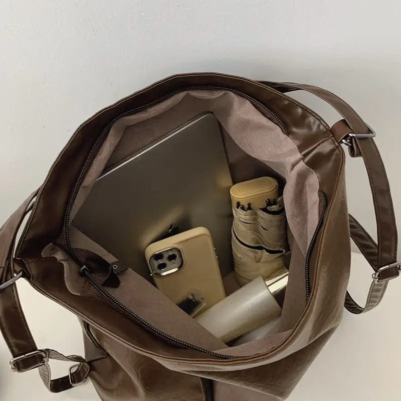 Brown PU Leather Crossbody Bag for Women - Image 5