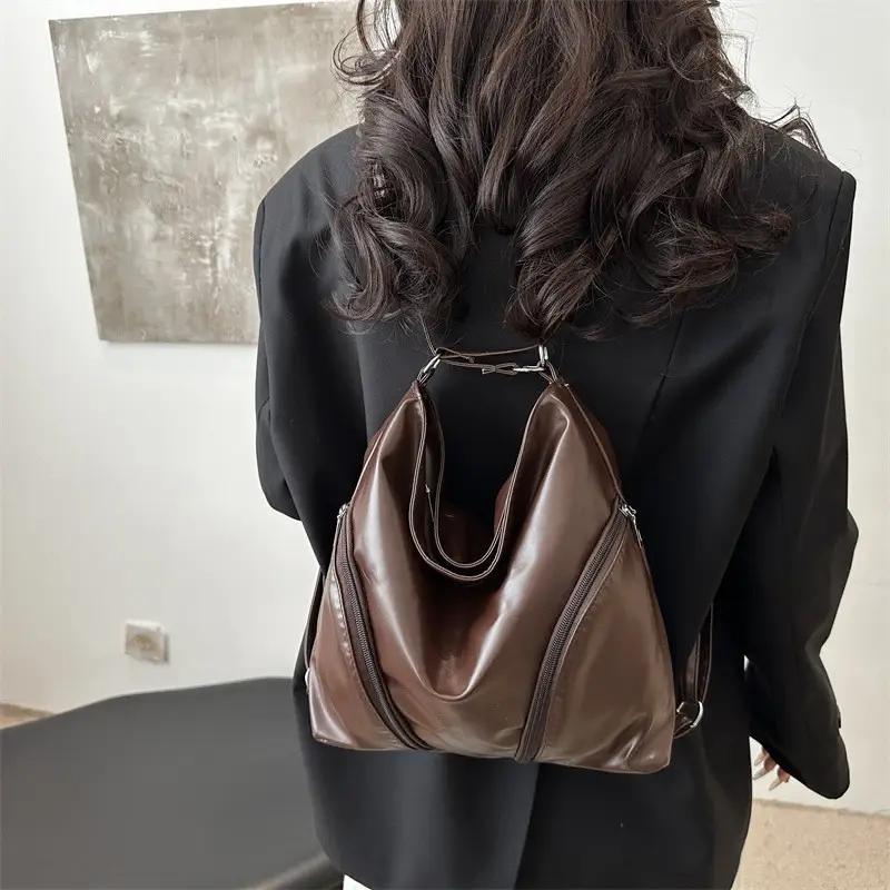 Brown PU Leather Crossbody Bag for Women - Image 3