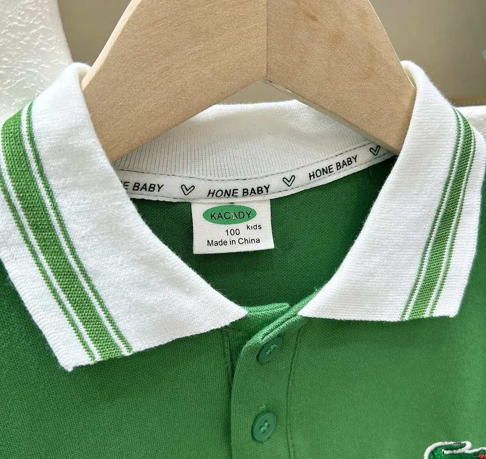 Boys Polo Shirt Blue Trim 2025 with Crocodile Logo — feature 6