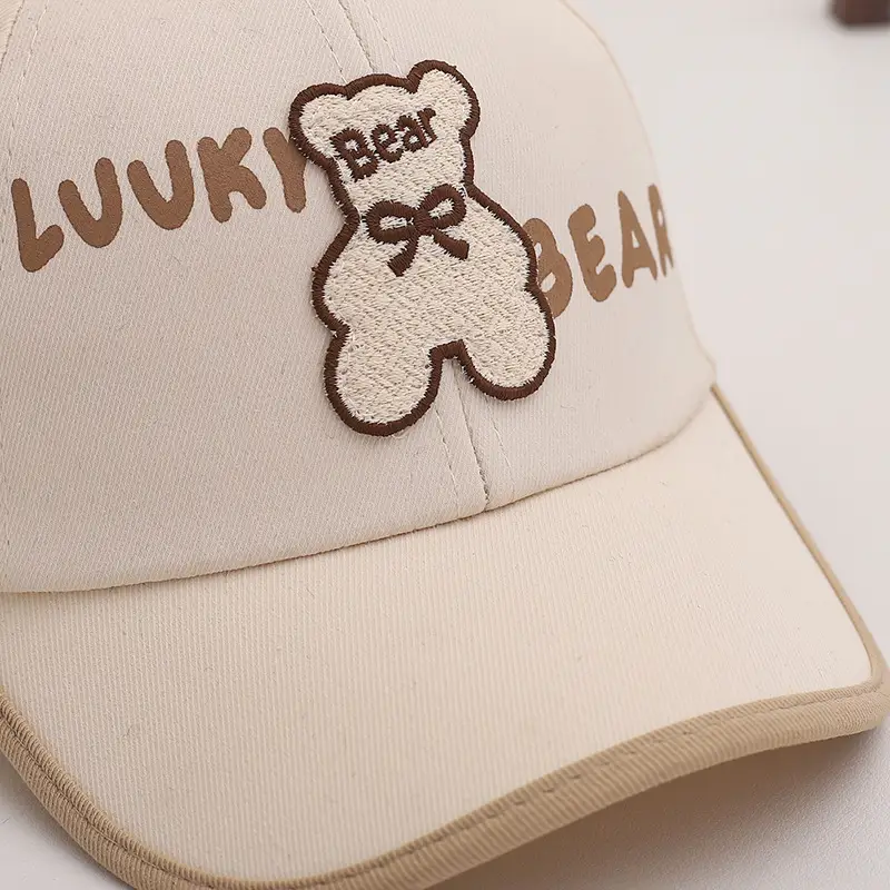 Cute Bear Cap for Kids Summer Sunshade Hat Grey
