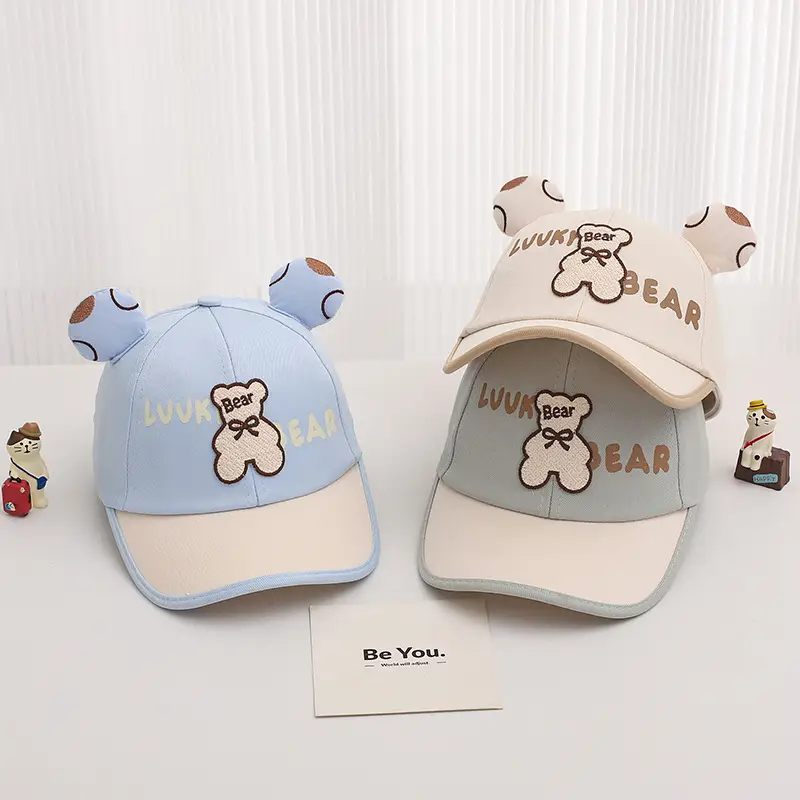 Cute Bear Cap for Kids Summer Sunshade Hat Grey — feature 4