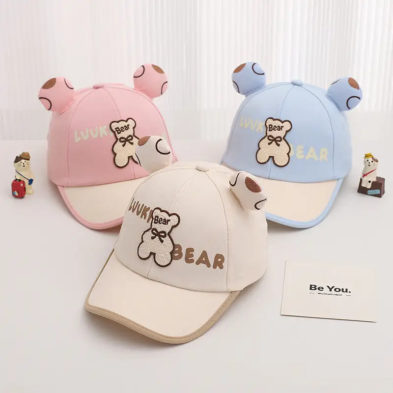 Cute Bear Cap for Kids Summer Sunshade Hat Grey — feature 5