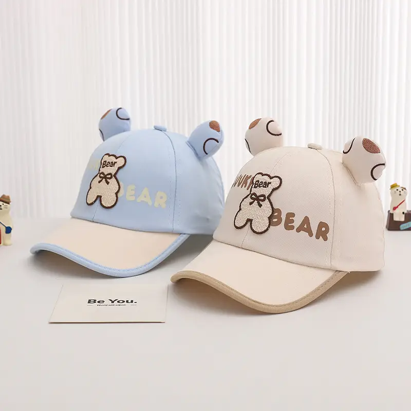 Cute Bear Cap for Kids Summer Sunshade Hat Grey — feature 6