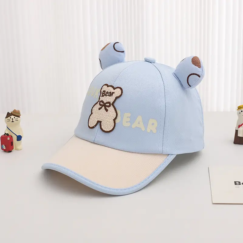 Cute Bear Cap for Kids Summer Sunshade Hat Grey