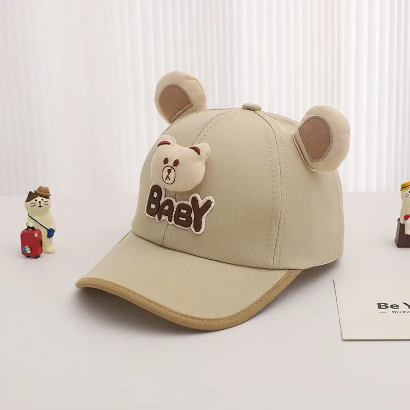 Cute Bear Cap for Kids Summer Sunshade Hat Grey