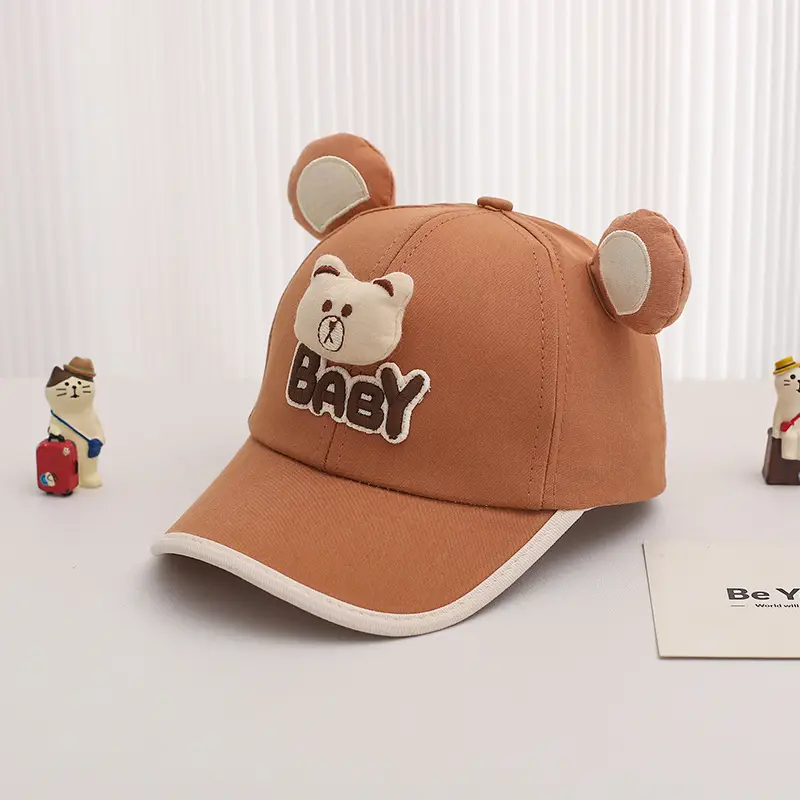 Cute Bear Cap for Kids Summer Sunshade Hat Grey