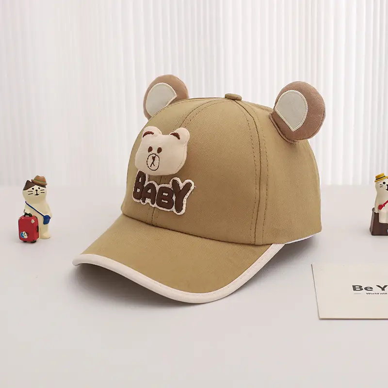 Cute Bear Cap for Kids Summer Sunshade Hat Grey