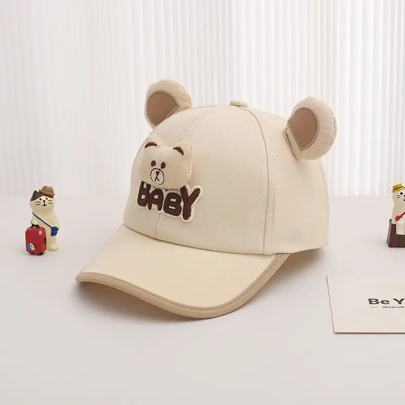 Cute Bear Cap for Kids Summer Sunshade Hat Grey