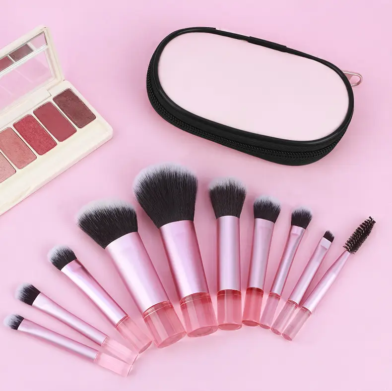 Cross-border 10-Piece Makeup Brushes Set Pink — feature 11