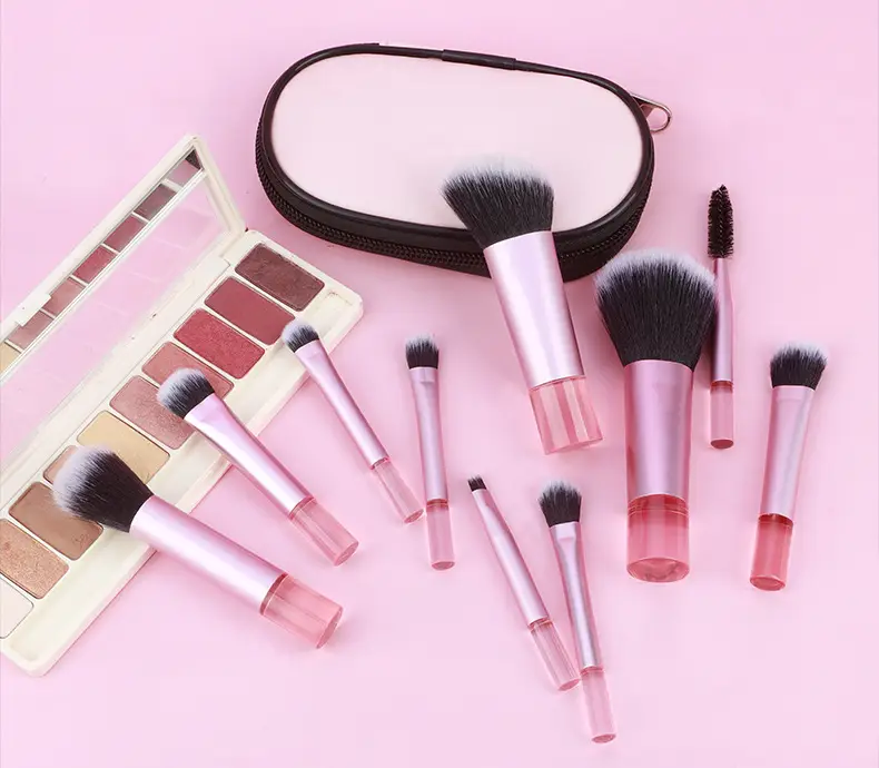 Cross-border 10-Piece Makeup Brushes Set Pink — feature 12