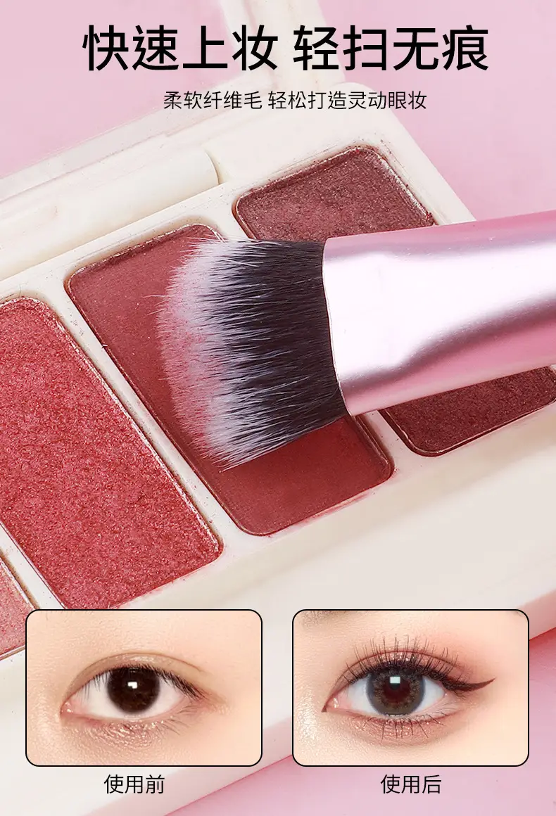 Cross-border 10-Piece Makeup Brushes Set Pink — feature 5