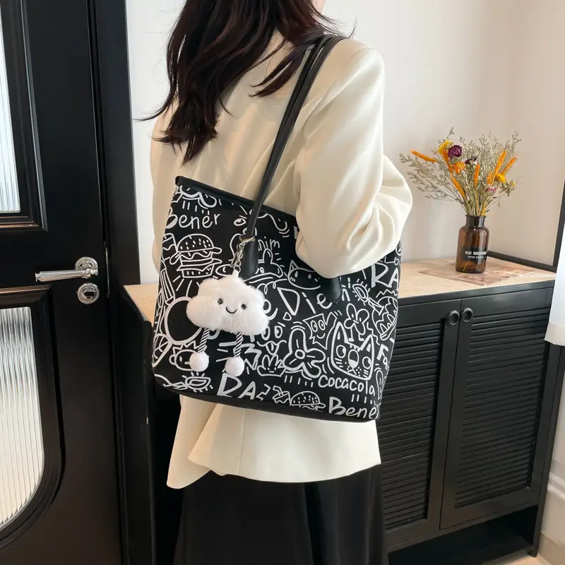 Women Graffiti Canvas Shoulder Bag 2025 New - Image 7