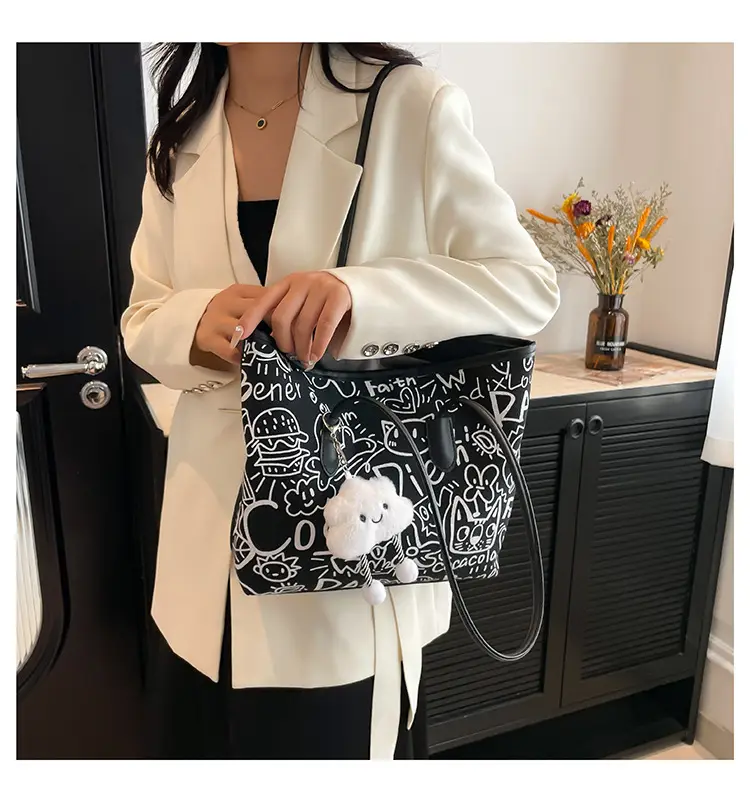 Women Graffiti Canvas Shoulder Bag 2025 New — feature 10