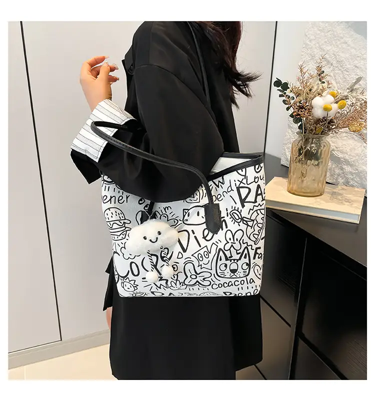 Women Graffiti Canvas Shoulder Bag 2025 New — feature 12