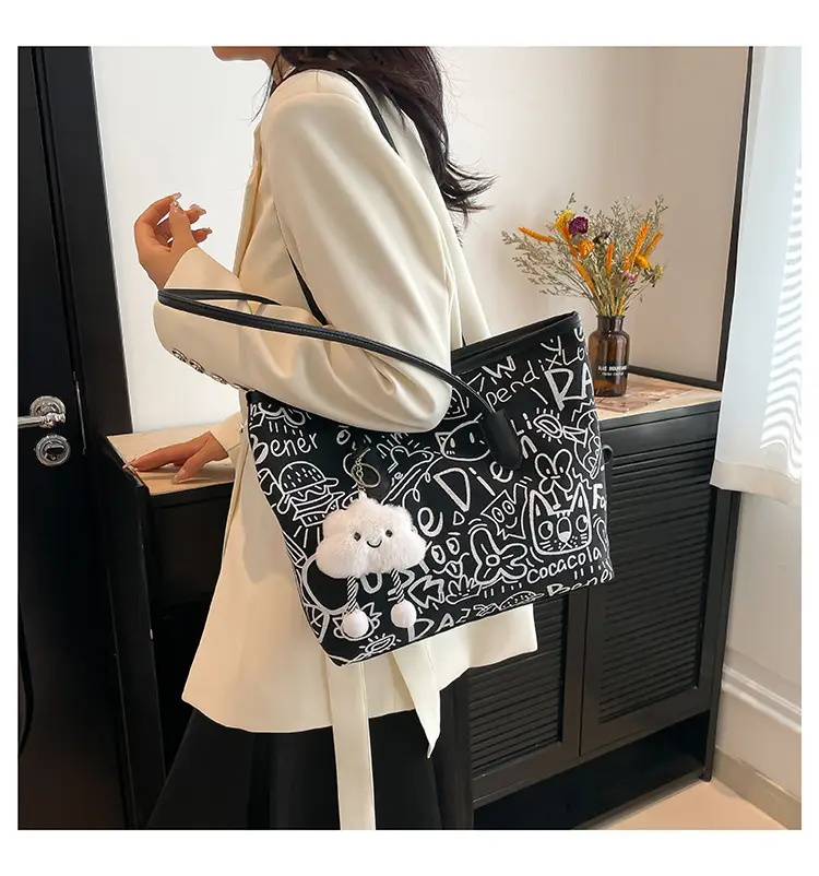 Women Graffiti Canvas Shoulder Bag 2025 New — feature 9