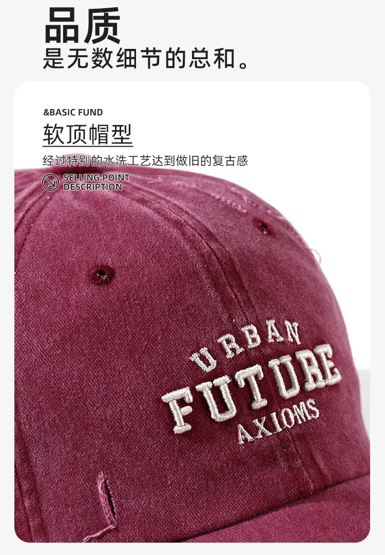 American Style Vintage Washed Cap Women's Big Head Size Showface Small 2024 New Korean Style Ins Trendy Men's Baseball Cap — feature 13