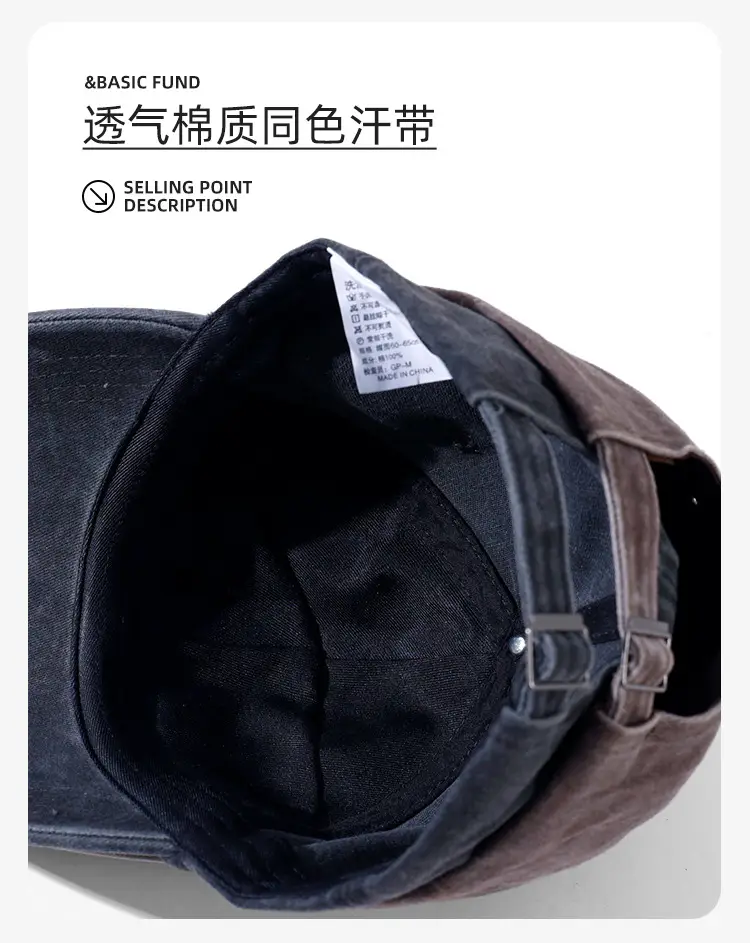 American Style Vintage Washed Cap Women's Big Head Size Showface Small 2024 New Korean Style Ins Trendy Men's Baseball Cap — feature 15