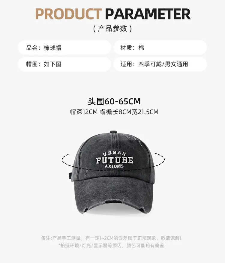 American Style Vintage Washed Cap Women's Big Head Size Showface Small 2024 New Korean Style Ins Trendy Men's Baseball Cap — feature 17