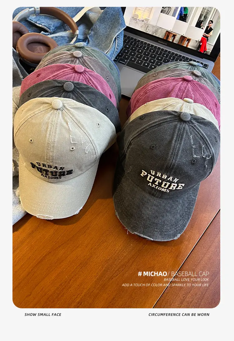 American Style Vintage Washed Cap Women's Big Head Size Showface Small 2024 New Korean Style Ins Trendy Men's Baseball Cap — feature 9