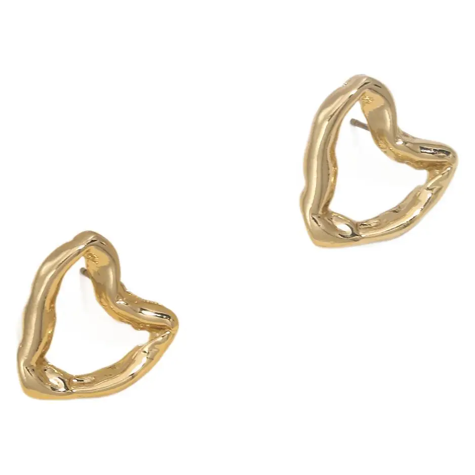 14K Gold Heart Earrings for Women - Image 5