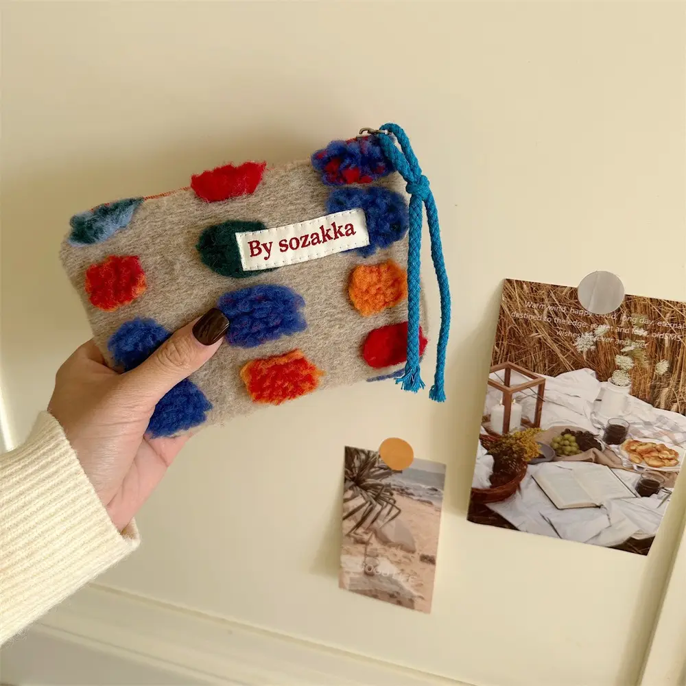 Fashionable Plush Crossbody Bag for Women with Colorful Pom Pom Design - Image 5