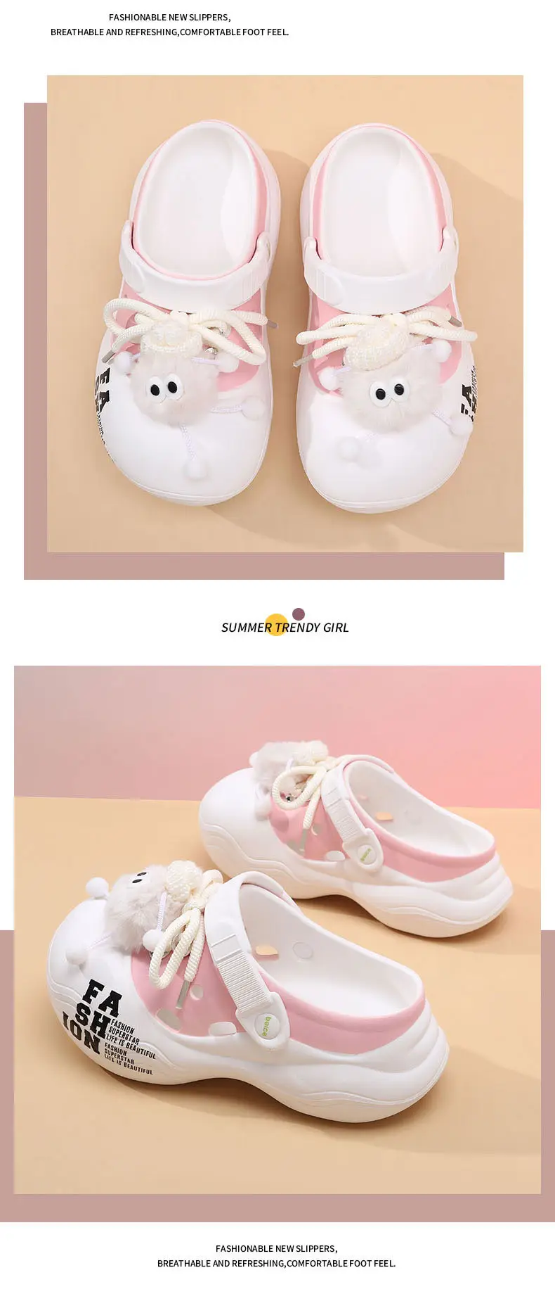 Thick-soled Cave Shoes Women's Summer Height-increasing Non-slip Slippers EVA Deodorant Breathable Cartoon All-match Beach Toe Slippers — feature 13