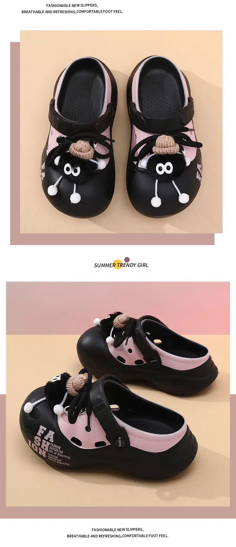 Thick-soled Cave Shoes Women's Summer Height-increasing Non-slip Slippers EVA Deodorant Breathable Cartoon All-match Beach Toe Slippers — feature 16