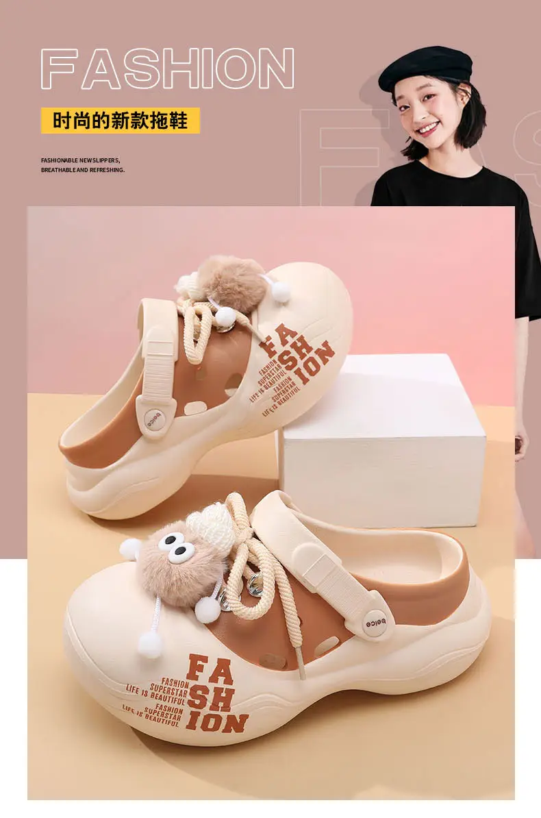 Thick-soled Cave Shoes Women's Summer Height-increasing Non-slip Slippers EVA Deodorant Breathable Cartoon All-match Beach Toe Slippers — feature 6