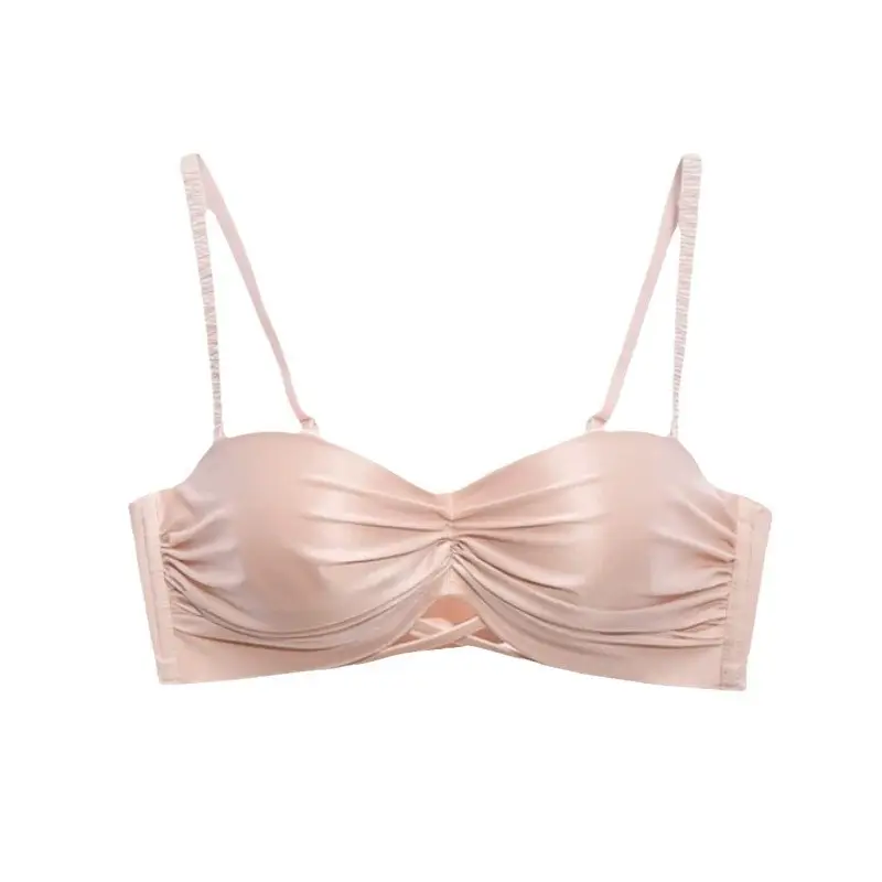 Pearlescent satin pure underwear women's small breasts gather to show the big autumn and winter Japanese without steel ring anti-sagging red bra.