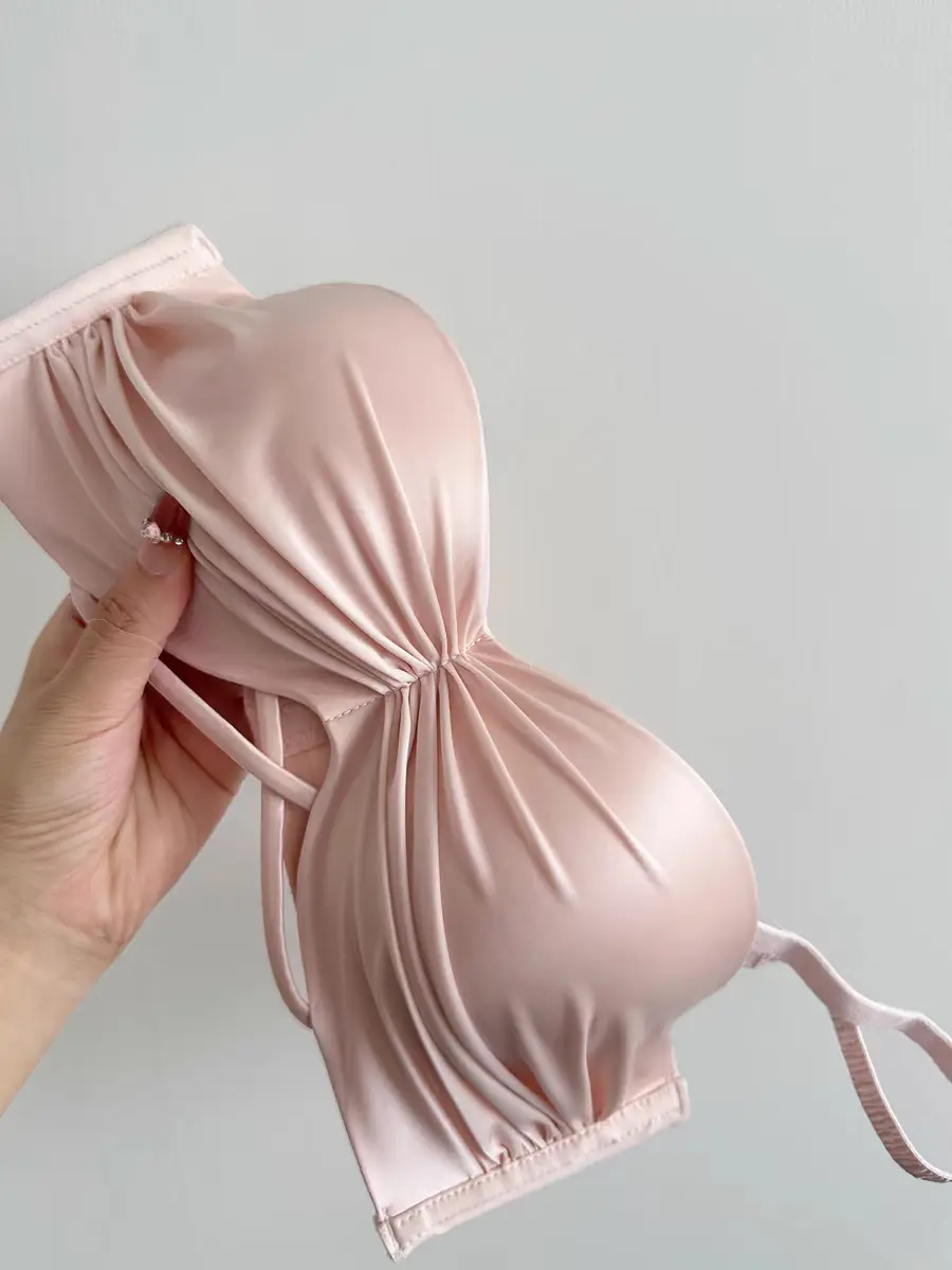 Pearlescent satin pure underwear women's small breasts gather to show the big autumn and winter Japanese without steel ring anti-sagging red bra. — feature 6