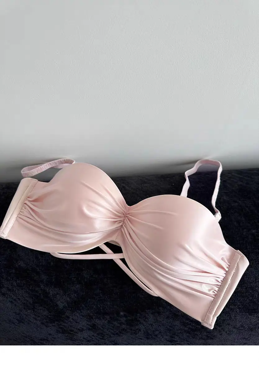 Pearlescent satin pure underwear women's small breasts gather to show the big autumn and winter Japanese without steel ring anti-sagging red bra. — feature 7