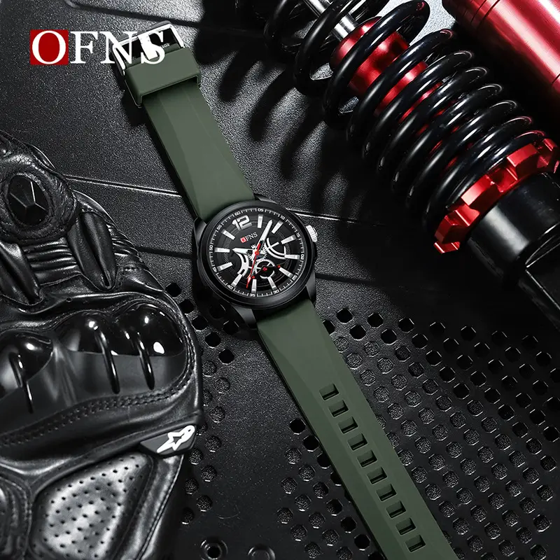 O'Fani Men's Silicone Luminous Quartz Watch White Black Red Green - Image 9