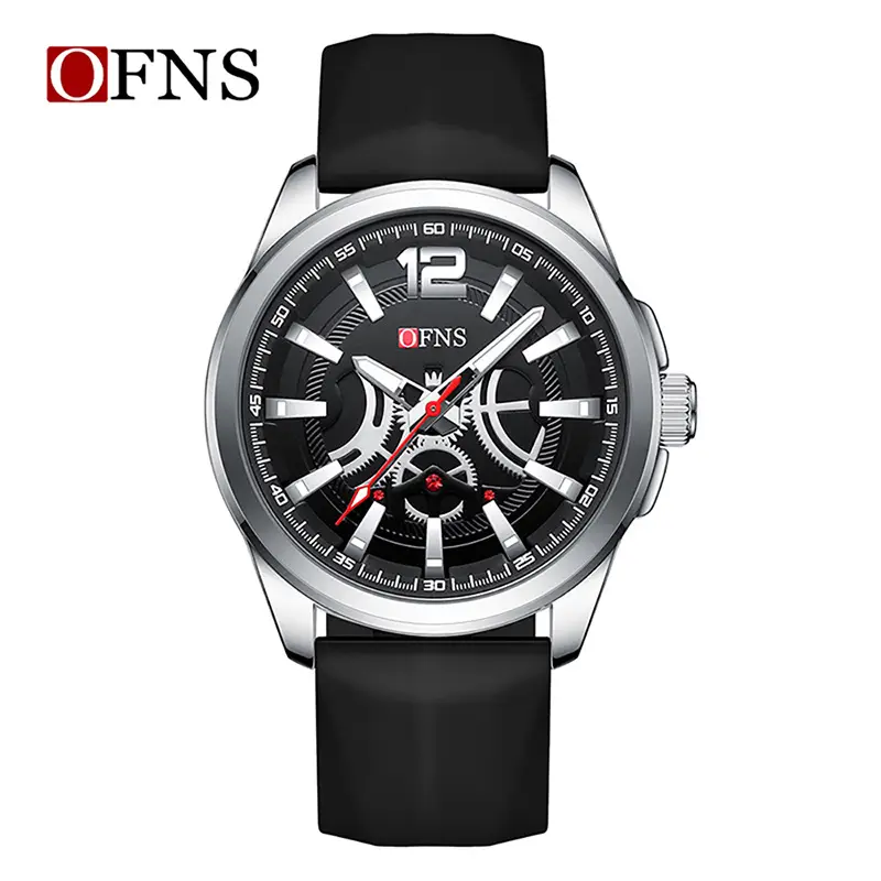 O'Fani Men's Silicone Luminous Quartz Watch White Black Red Green - Image 2